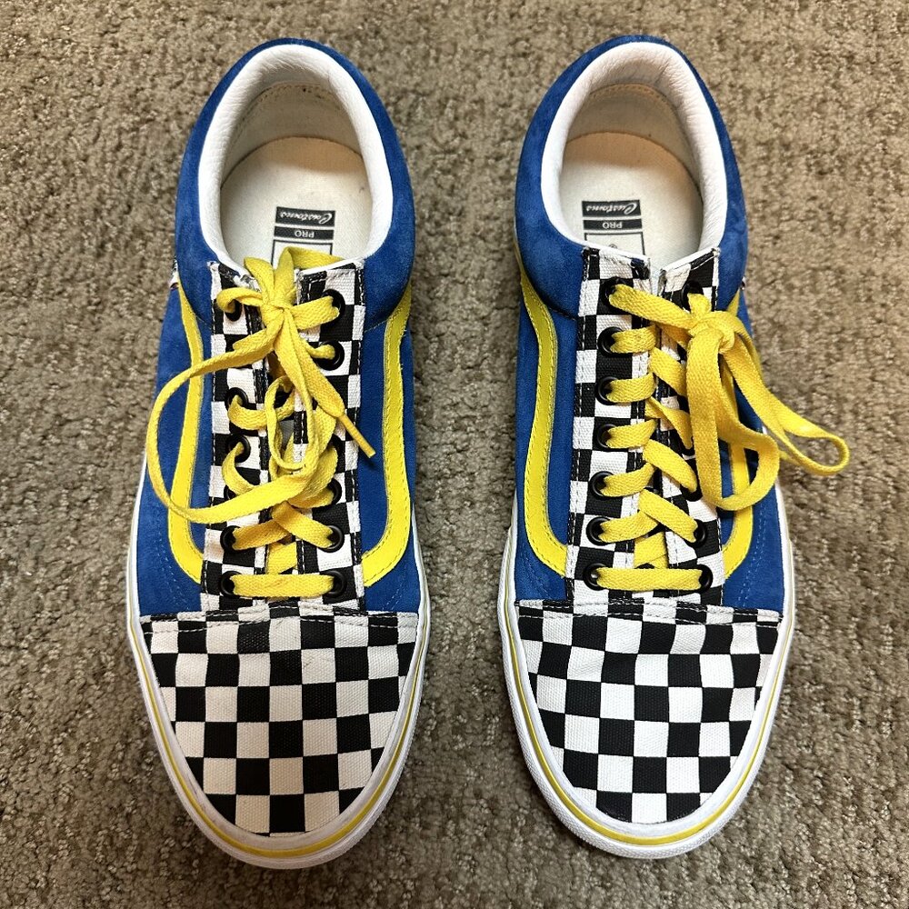 Vans - Blue Suede and Checkerboard - Old Skool Skate Shoe - Men's Size 11